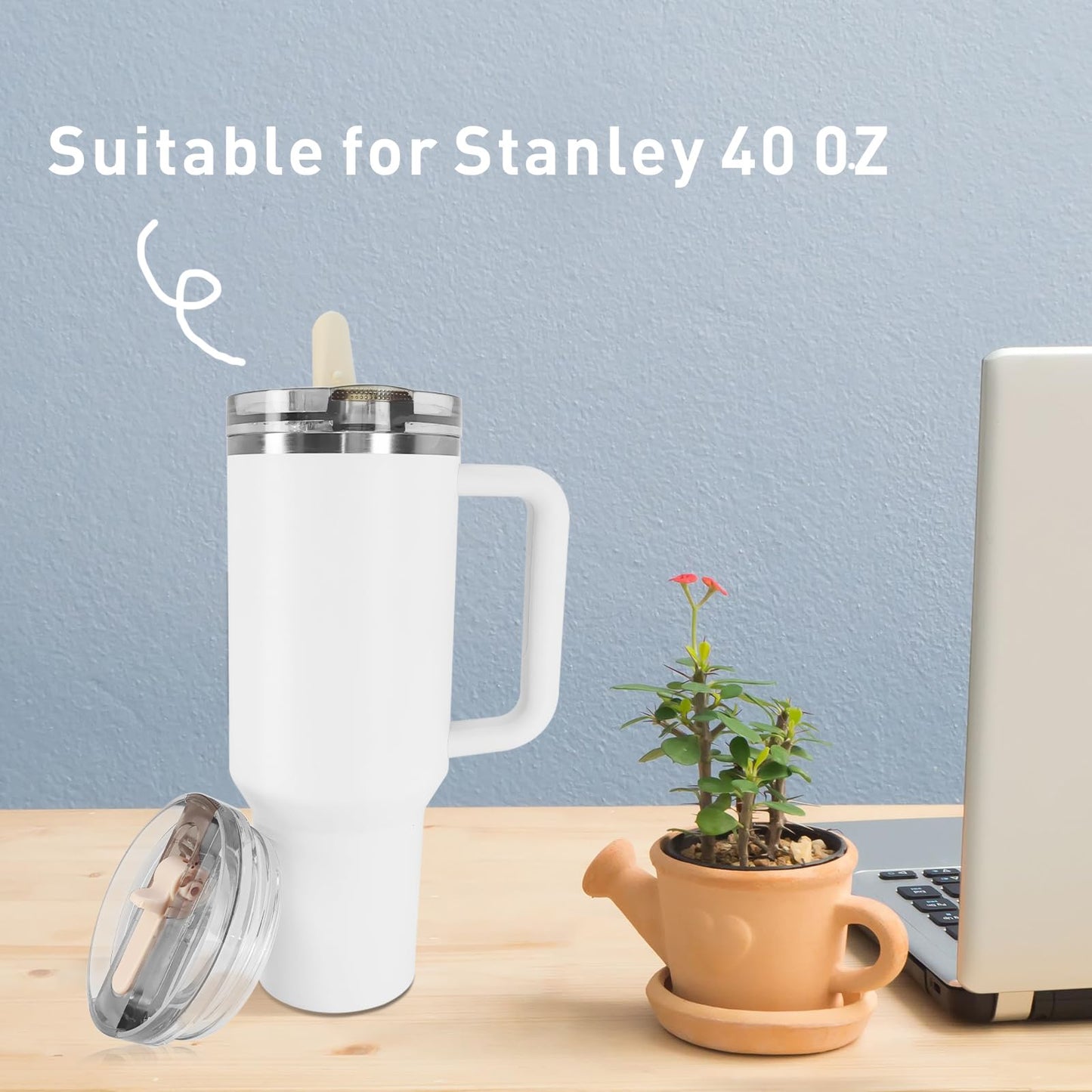 40oz Tumbler Flip Straw Lid for Stanley, Leakproof Detachable Reusable Cup Cover for Office, Gym, Outdoor (Pink)