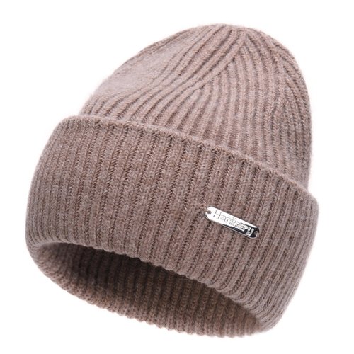 Harikery Wool Blend Knit Beanie hat for Women man Warm Soft Cashmere Beanie Unisex Cozy Skull Cap Winter Headwear Brown