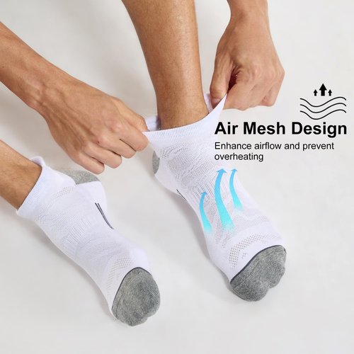 FITRELL Men's Ankle Running Socks - Cushioned Athletic Sports Socks | 6 Pack, Sizes 7-9, 9-12, 12-15