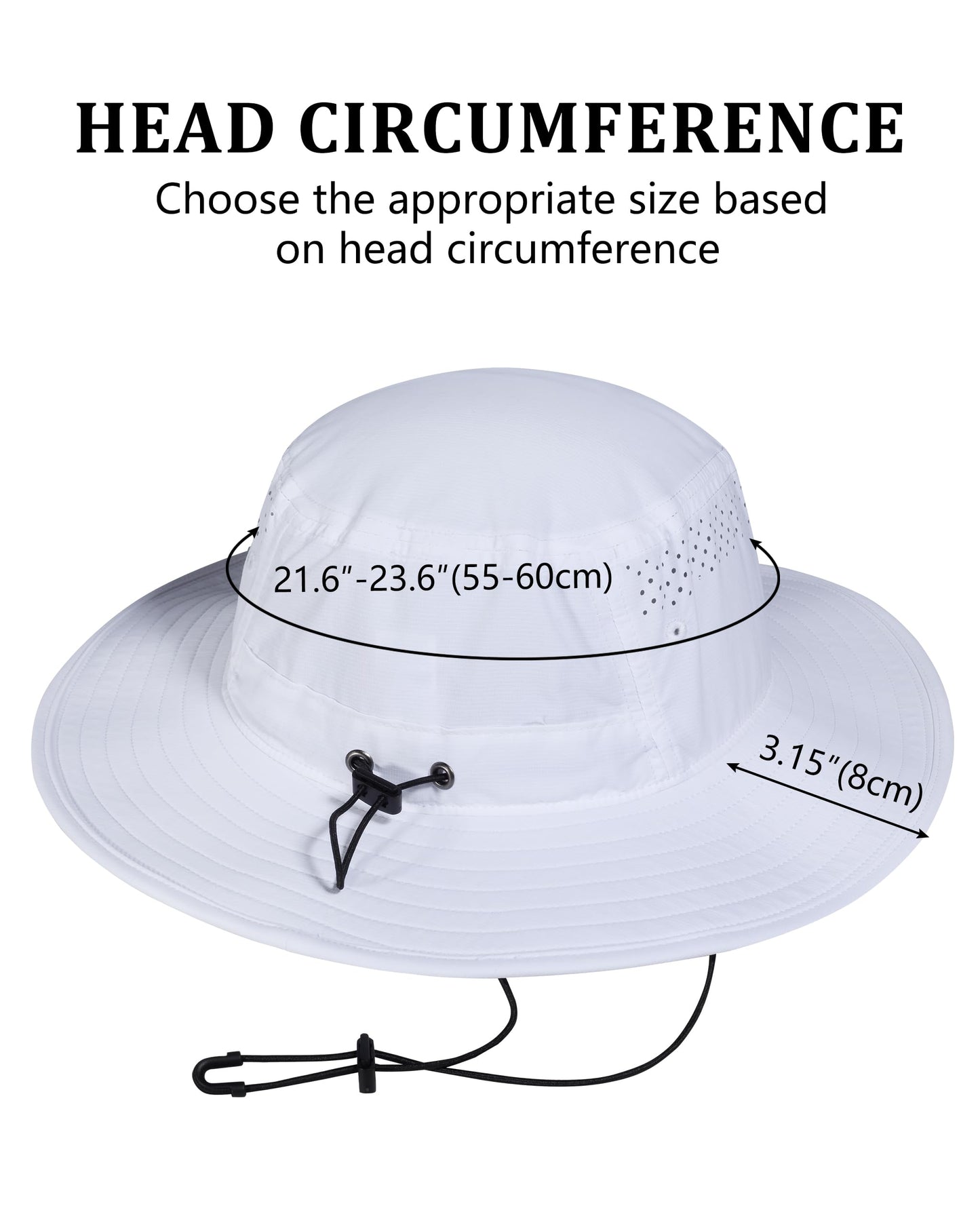 GADIEMKENSD UV Protection Bucket Hat for Men & Women, Wide Brim Sun Hats for Fishing Hiking, Breathable Quick-Dry Cooling Safari, Water-Repellent Bonnie Sunhat for Beach Golf Garden Travel White