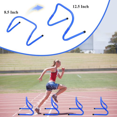 Kevirice Agility Ladder, Agility Training Equipment Set, 20ft 12 Rung Agility Ladder, 4 Agility Hurdles, Running Parachute, Jump Rope, 5 Resistance Bands, 12 Resistance Cones for Athletes, Adult(Blue)