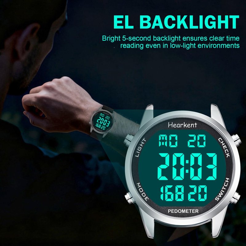 Hearkent Pedometer Watch for Walking for Senior No App Required with Steps Calories Counter and LCD Large Numbers