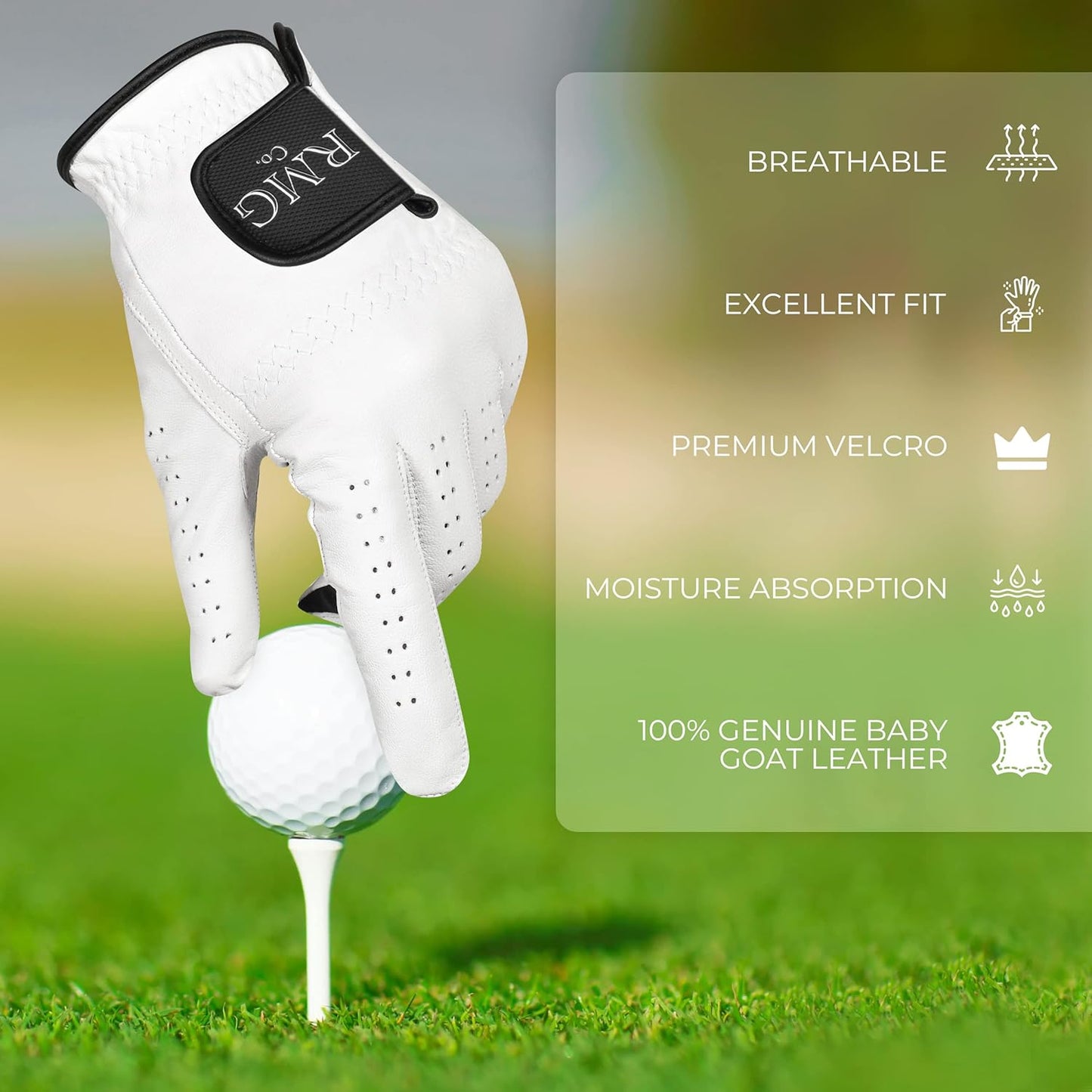 Skiennix Premium Leather Golf Glove - Classic White for Men | Left & Right Hand Options