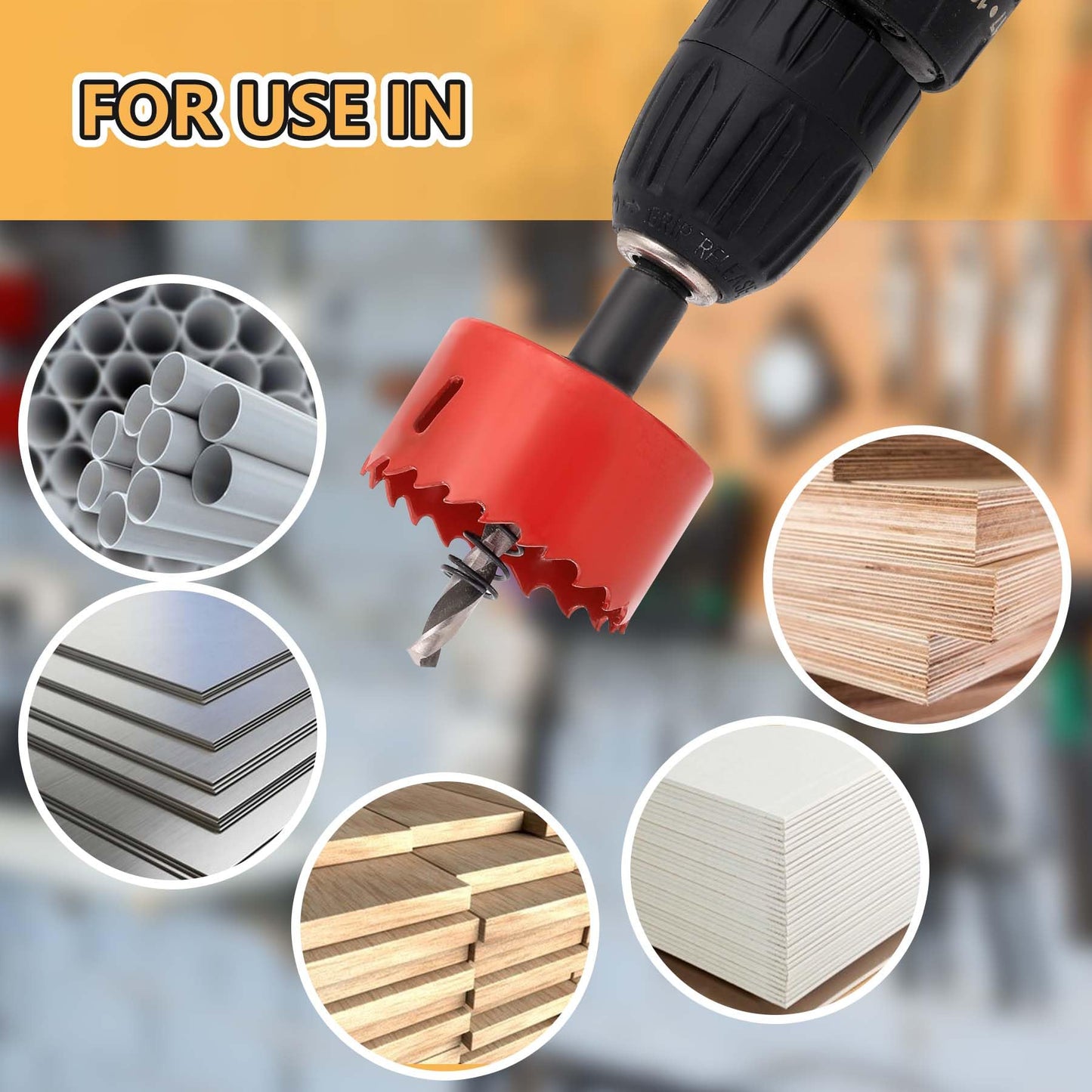 GARHWAL 3-1/8 inch Bi-Metal Hole Saw Drill Bit - Ideal for Circular Cuts in Wood, Plastic, and Sheet Metal - 1-3/16" Cutting Depth - Includes Arbor and Pilot Bit