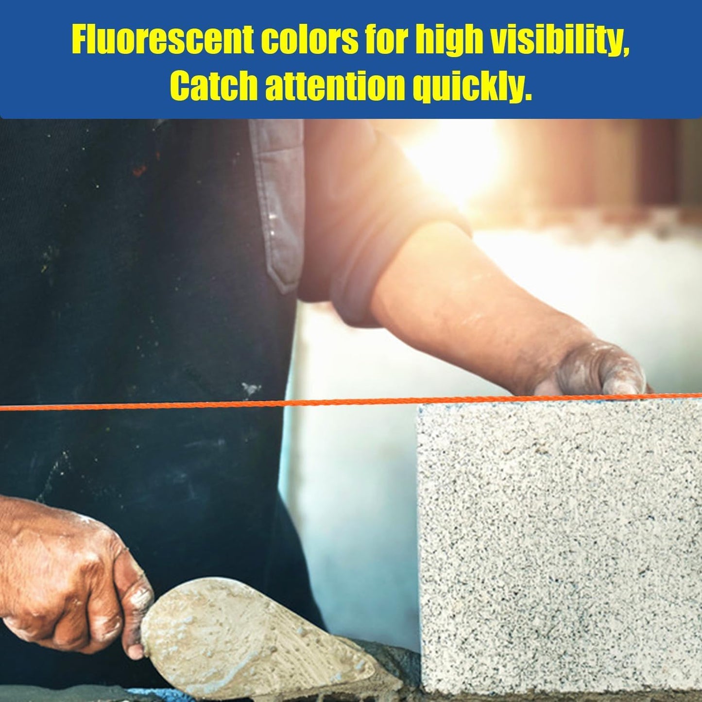 LURKA Mason Line String,#18 540 Feet 8 Braided Construction Nylon Line with Spool Fluorescent Orange String Line for Precision Work, DIY, and Gardening Projects (Fluorescent Orange)