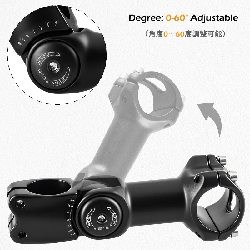 TRIWONDER Bike Stem 25.4 31.8 Adjustable 60 Degree 90mm 110mm 130mm Bike Handlebar Extender Stem Riser Bicycle Handle Bar Extensions for Mountain Bike, Road Bike, MTB, BMX, Cycling
