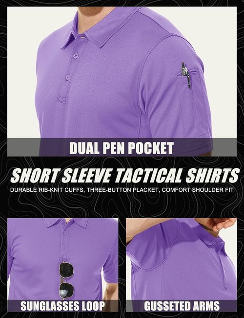 MAGCOMSEN Men's Polo Shirt - Quick Dry Tactical Performance | Short Sleeve Pique Golf Shirt