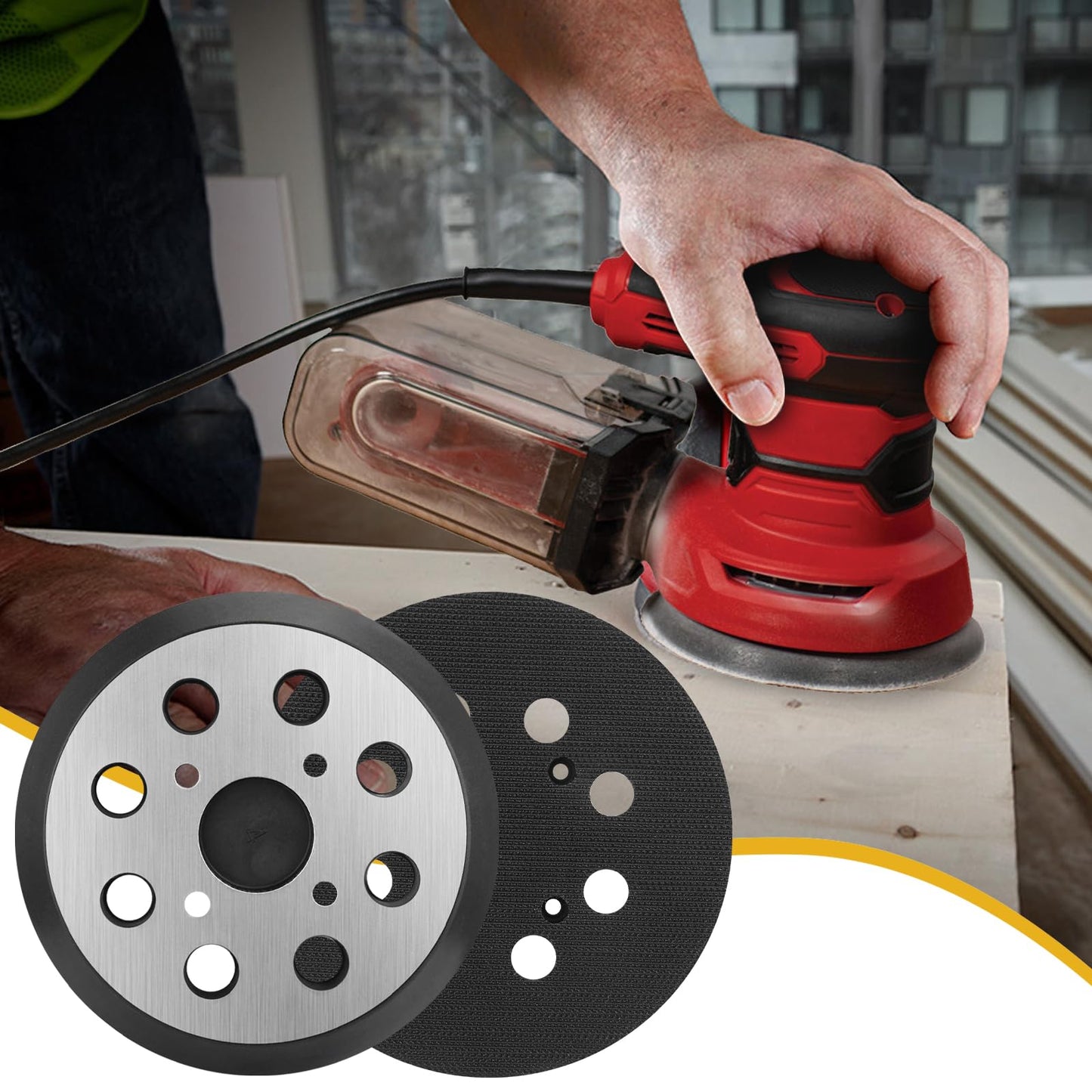 Gnellkoor 2 Pack 5 in 8 Hole Hook & Loop Orbital Sander Metal Pad Compatible with SKIL SR211601 SR6604B-10 SR660302 SR660302 Random Orbital Sander Replacement Part