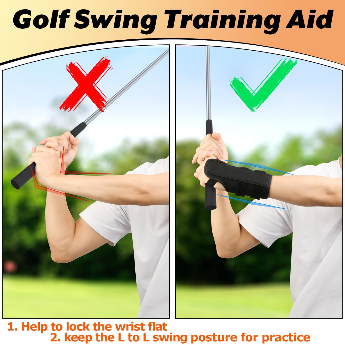Easecos Golf Wrist Brace Golf Swing Alignment Arm Band - Wrist Correction Aid Training Equipment Swing Hand Gesture Practice Tool for Beginner Golfers Training on L to L Swing Practice