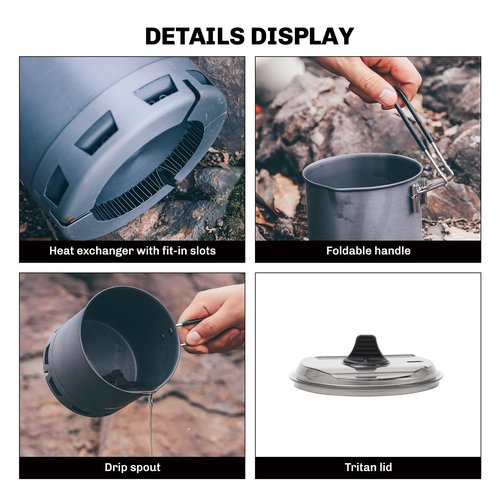 Firemaple G2 Petrel Ultralight 750ml Pot - High Efficiency Aluminum Camping and Backpacking Pot with Heat-Proof Handle, Portable and Compact