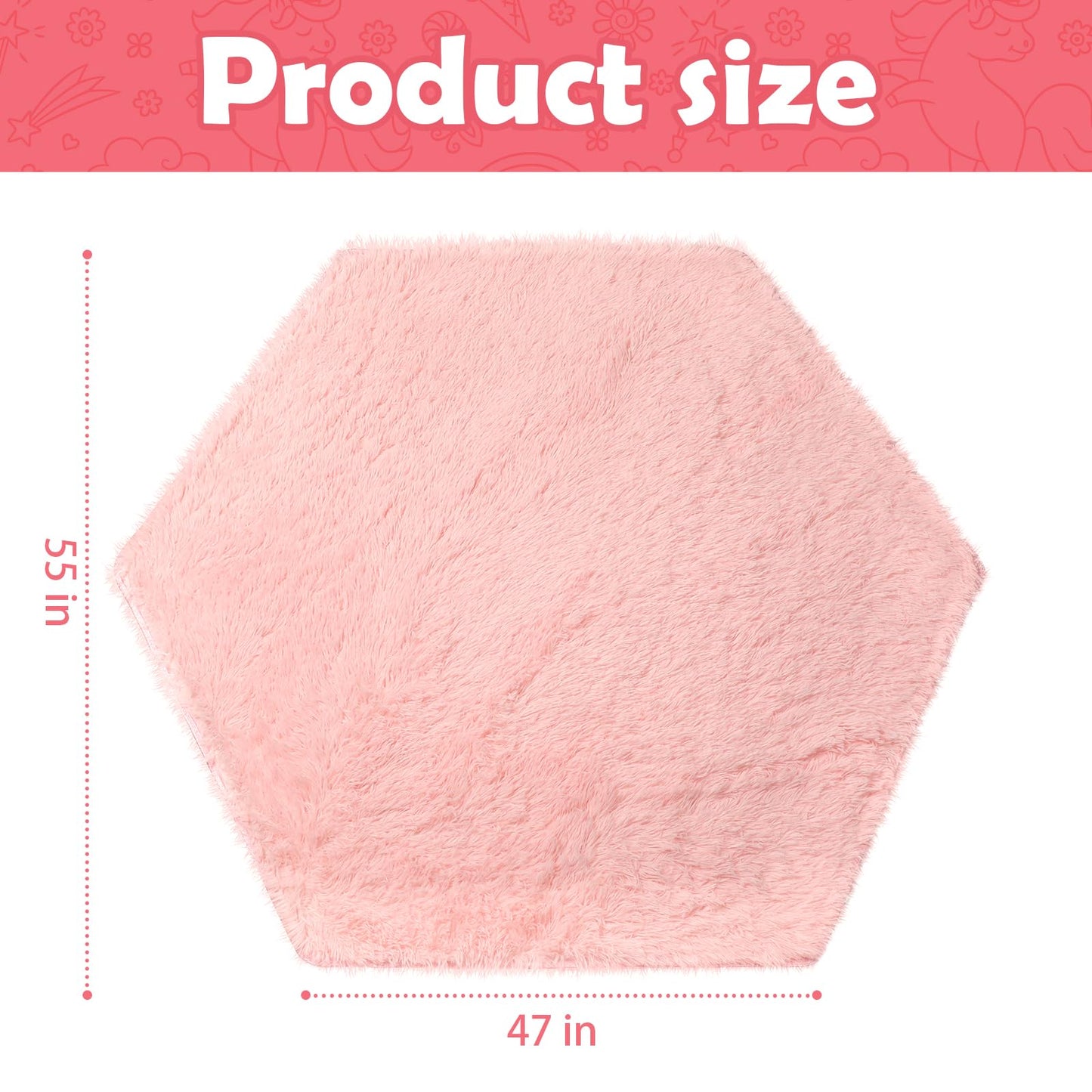 Monobeach Pink Kids Rug for Nursery Children Room Decor Ultra Soft Hexagon Carpet for Princess Tent for Girls Baby Play Mat for Floor 55”x 47” (55”x 47”, Pink Hexagon)