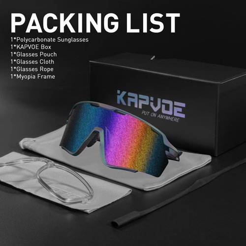 KAPVOE Cycling Glasses Men Women Mountain Bike Sunglasses Sports MTB Baseball Running Triathlon Golf Driving - K170