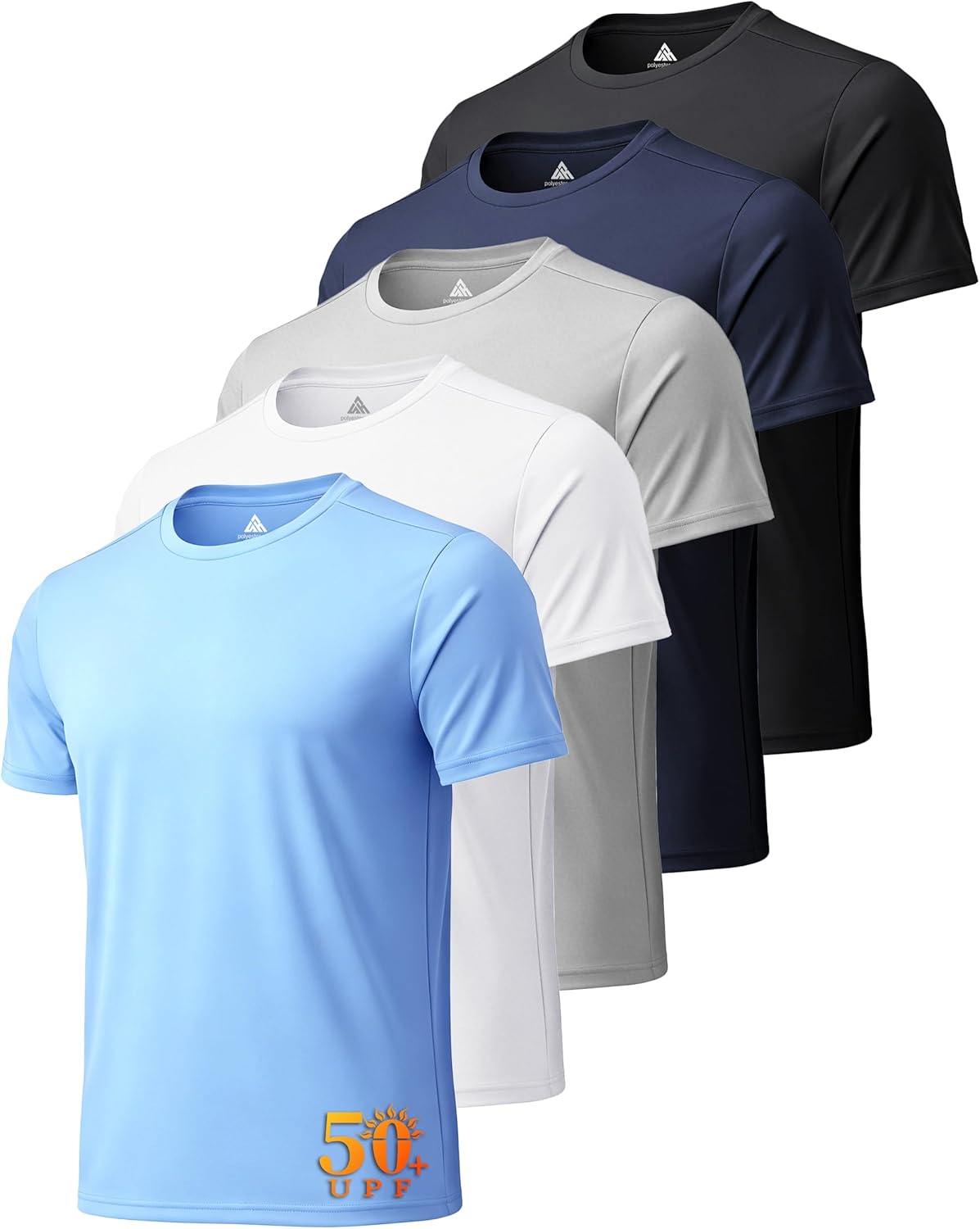 Skiennix Men's UPF 50+ UV Sun Protection T-Shirts - Fast Dry Rash Guard for Workout & Swimming | 5 Pack