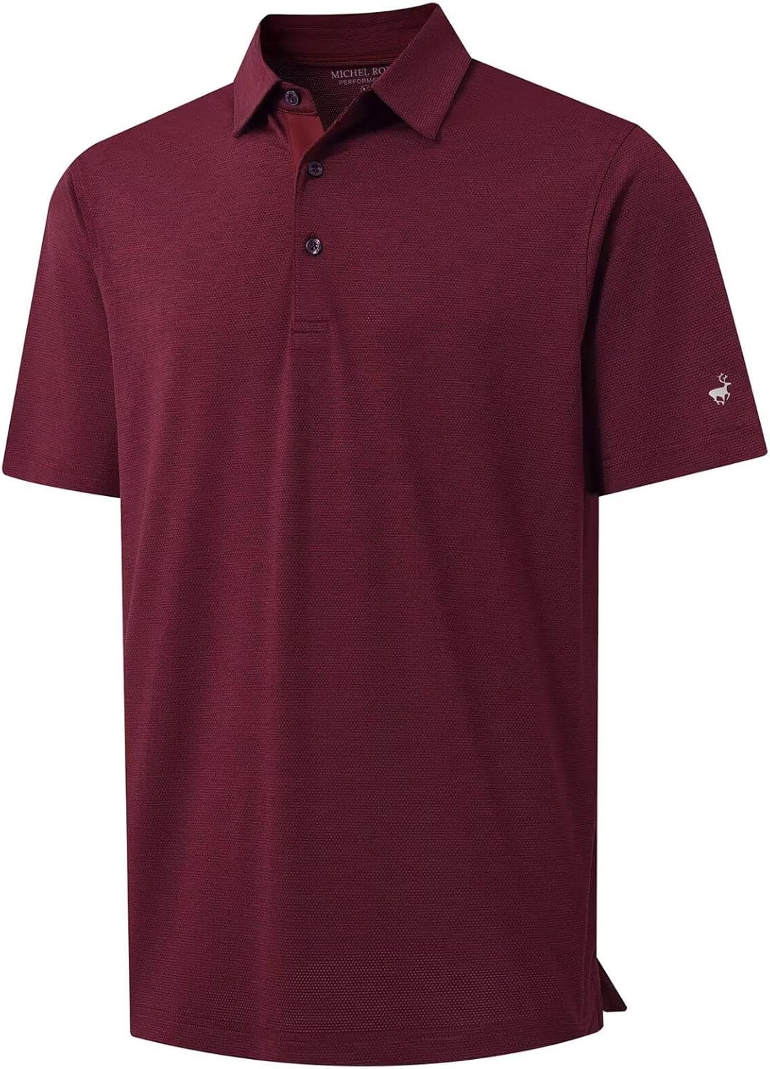 Rouen Men's Golf Shirts - Short Sleeve Quick-Dry Breathable Polo | Heather Jacquard Regular Fit