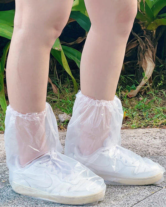 10 Pairs Waterproof Shoe Covers for Rain, Rain Shoe Covers Disposable for Men and Women, Non Slip PE Rain Shoe Covers, Perfect for Outdoor Use, Travel, Farm, Hiking (Transparent)