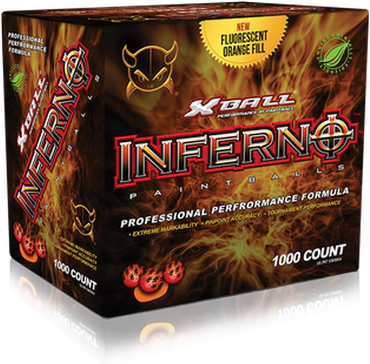 Xball Inferno Paintballs - 68 Caliber, 1,000 Count with Vibrant Orange Fill