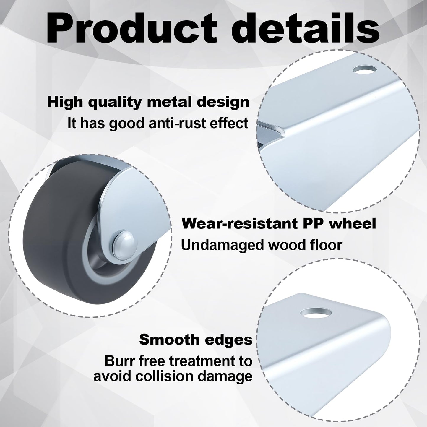 Deozu 2 Pcs Gate Caster Wheels Replacement, Rubber Rolling Swivel Casters, Non-Slip Pulley Directional Wheel for Garden, Gate, Fence, Tables, Sofa, Furniture (1.6")