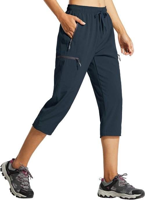 Libin Women's Capri Pants - Lightweight Quick-Dry Cargo Design with Zipper Pockets | Ideal for Hiking & Travel