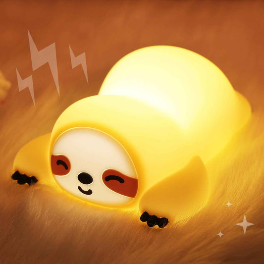 Okayera Sloth Night Light, Cute Squishy Lamp for Bedroom, Silicone Animal Dimmable & Timer Rechargeable Nightlight for Girls Boys Kids, Home Decor Christmas Birthday Gifts