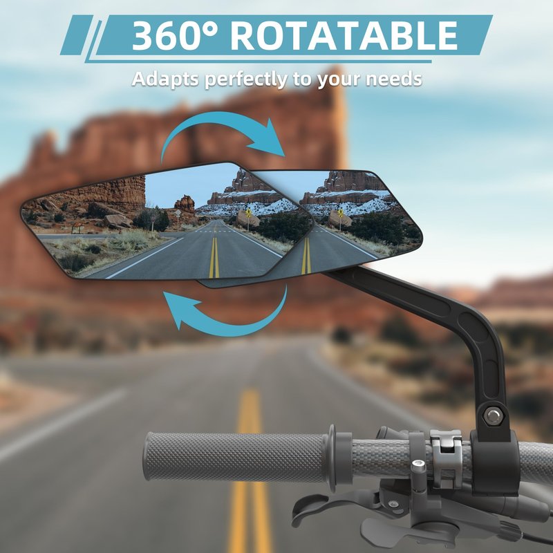 Bicycle Mirrors for Handlebar 20-24mm, Blu-ray Scratch Resistant Glass Lens, Bicycle Rear View Mirror Fit for Scooter, Motocycle