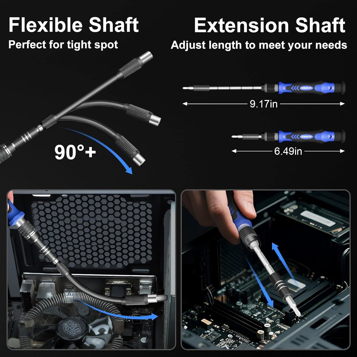 STREBITO 144-in-1 Electric Screwdriver Set - Precision Tool Kit with 120 Magnetic Bits for Electronics & PC Repair