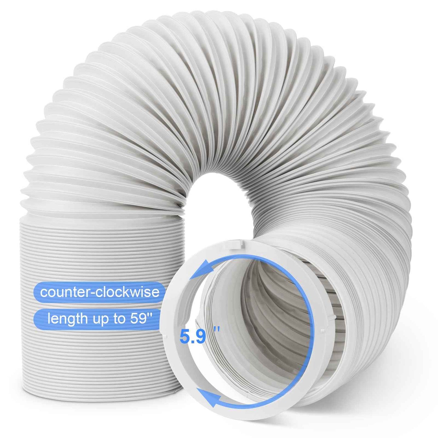 Portable Air Conditioner Hose Kit 5.9" Dia 59" Length AC Hose with Adapter Flexible Exhaust Hose and AC Unit Tube Connector for Portable Air Conditioner Vent AA06