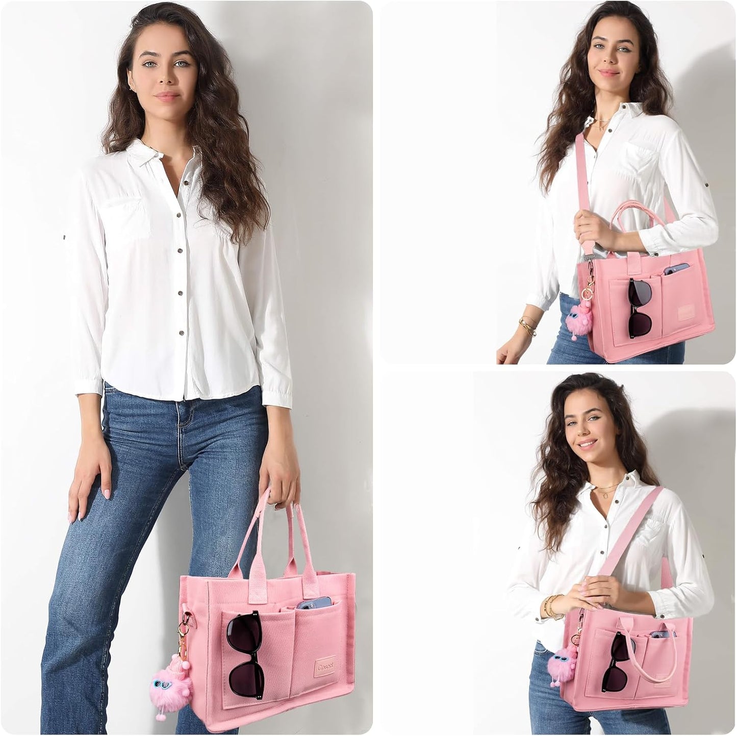 Skiennix Canvas Tote Bag - Stylish Women's Crossbody Purse with Pockets for Everyday Use