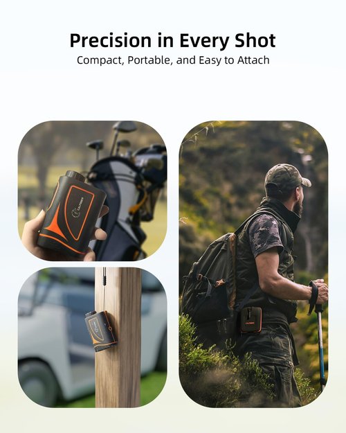 Golf & Hunting Rangefinder with Rechargeable Battery, 5/1200Y Camo Laser Range Finder 7X Magnification, Distance/Angle/Speed/Scan Multi Functional Waterproof Rangefinder with Case
