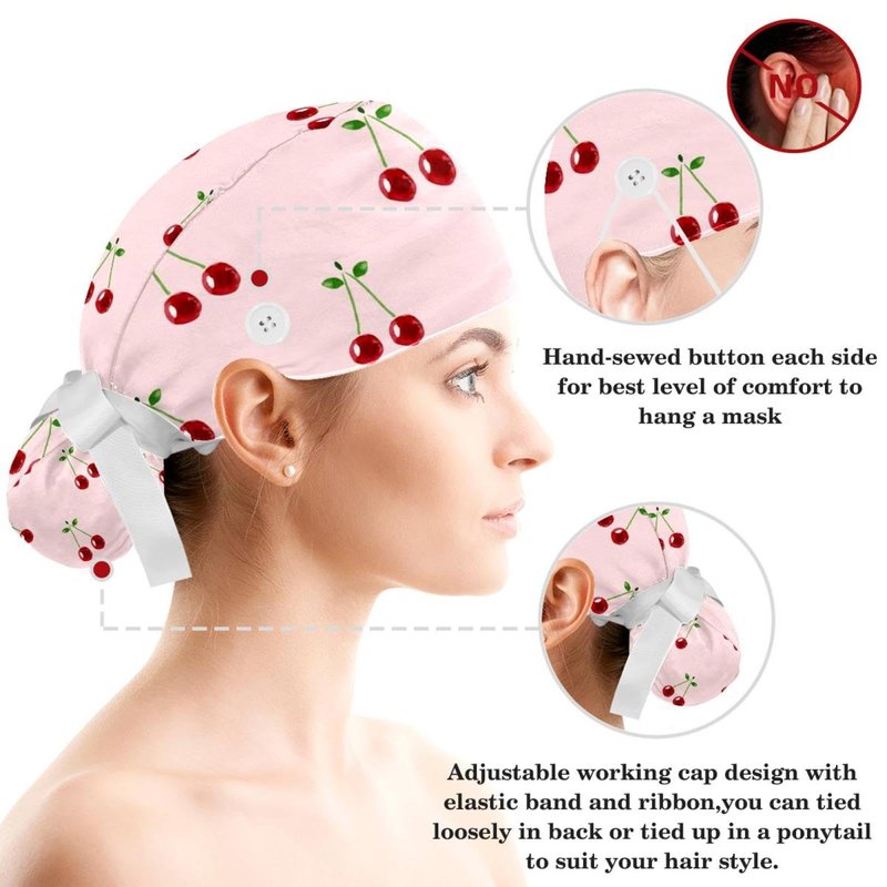 otnrnondcl Cherry Hat Bouffant Cap One Size