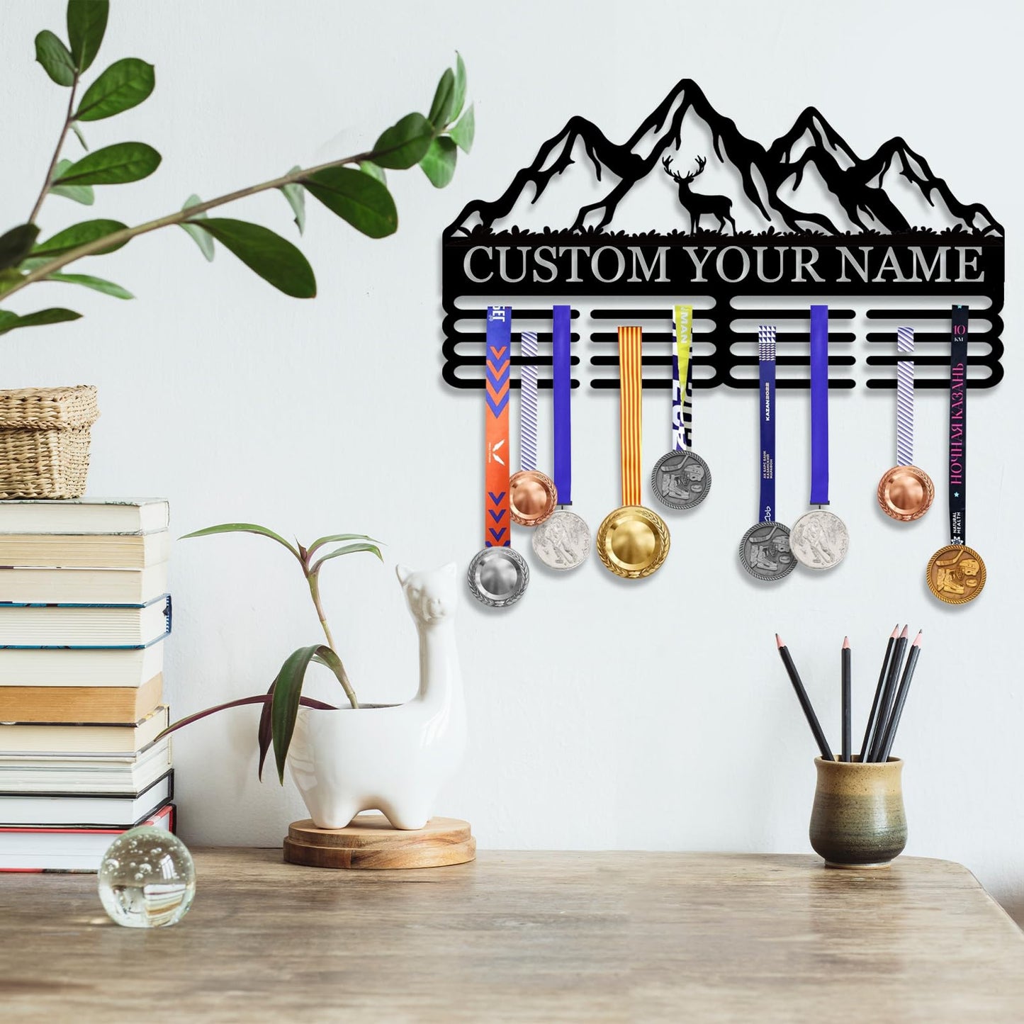 Personalized Medal Hanger Display - Custom Name Medal Holder Rack Wall Mount Decor, Trophy Shelf Tiered Award Rack Award Ribbon Hanger, Women Sports Medal Holder Rack for Dancing, Cheer, Ballet