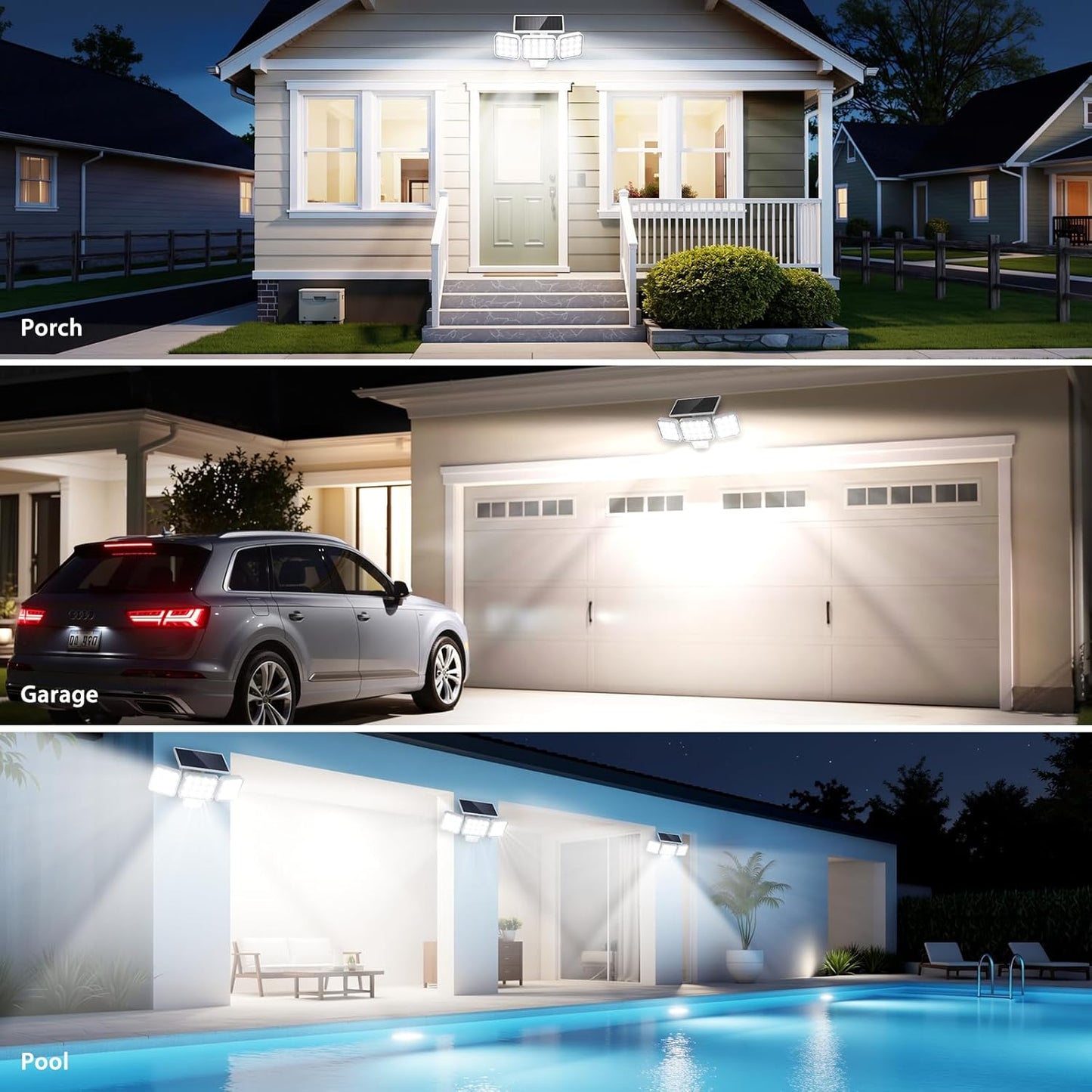3500LM Solar Flood Lights with Motion Sensor - Adjustable Wireless LED Security Spot Lights for Outdoor Yard - 2 Pack
