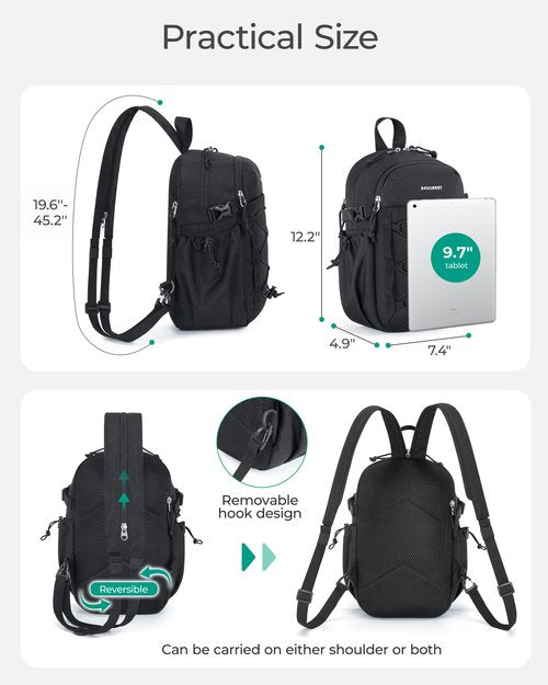 BAGSMART Small Crossbody Sling Bag, Crossbody Daypack, Chest Shoulder Bag Hiking Small Backpack for Casual Travel Sport
