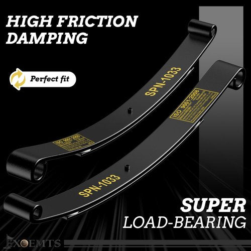 EXOEMTS Heavy Duty Rear 2-Leaf Spring Kit for EZGO RXV 2008-Up Golf Carts, Dual-Action Suspension Upgrade with Bushings, Sleeves & U-Bolts, Replaces OEM# 603498, 604494, Smoother Ride & Load Support
