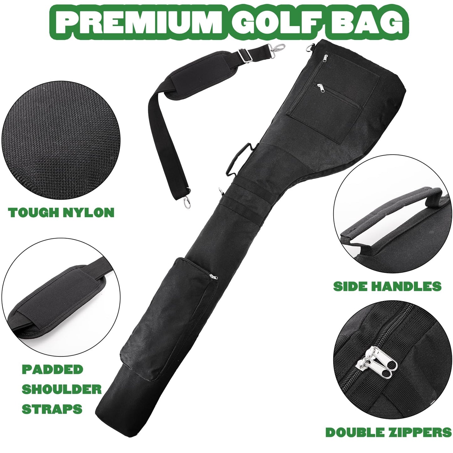 Bekith Golf Bag, Lightweight Golf Travel Bags Foldable Golf Carry Bag for 8-10 Golf Clubs, Waterproof Small Golf Carry Bags for Men, Women (Black)