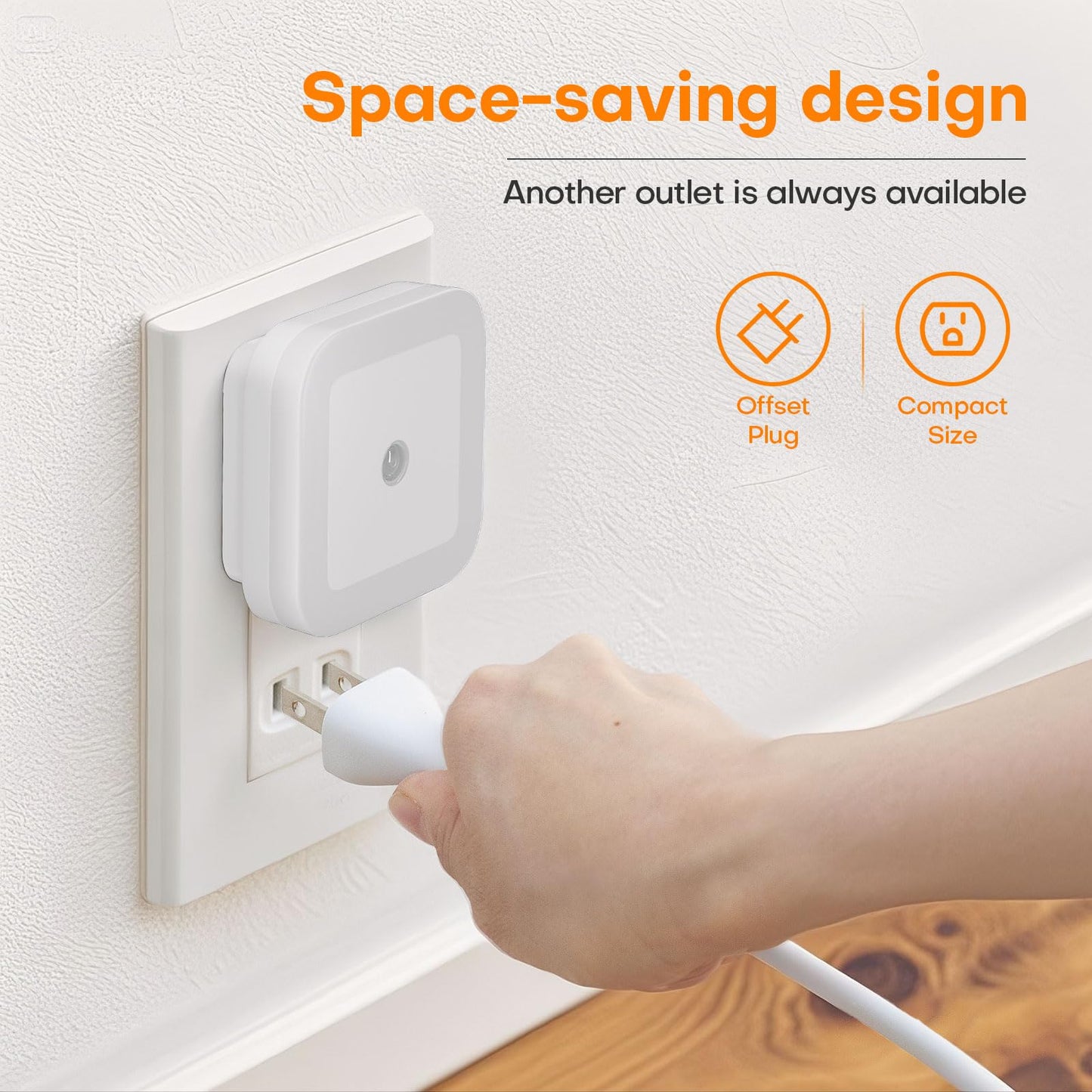 Amligy Night Light, 0.5W Daylight White LED Plug-in Night Light with Dusk to Dawn Sensor, Pack of 6 - Designed for Kids Room,Bedroom, Bathroom, Stairs, Kitchen