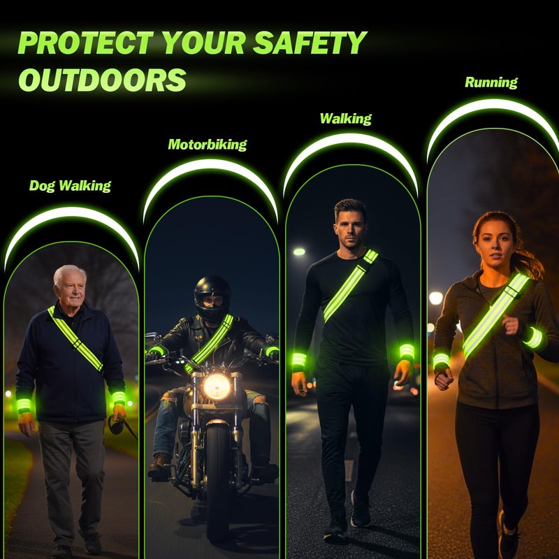 Teyva Daily 18 Pcs Reflective Sash Bulk for Walking at Night Reflective Strap Arm Band Visibility Belt Safety Ankle Strap Walking Running Gear for Biking