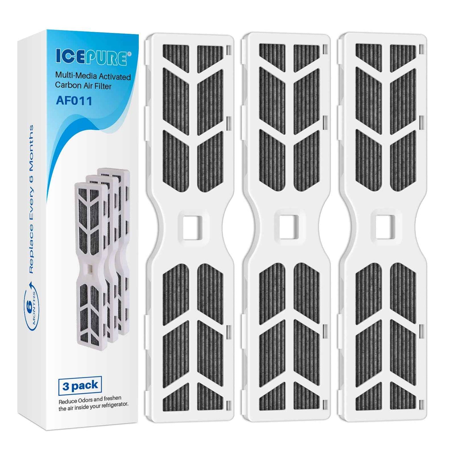 ICEPURE AF-2 Refrigerator Air Filter Replacement Cartridge Fit for Frigidaire RAF-2, FRGPAAF2, FRFS282LAF, FRFS2823AW, FRFS2823AS, GRMG2272BF, PRFS2883AF, 3PACK