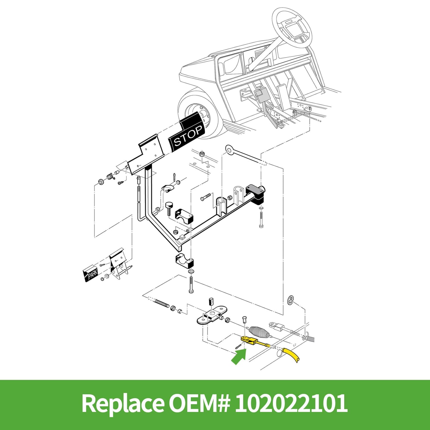 10L0L Golf Cart Brake Cables Set for Club Car DS 2000-up Gas & Electric, Replace OEM 102022101 1020221-01 1019907 Driver & Passenger Side