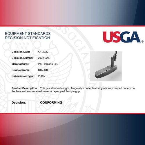 GoSports GS2 Tour Golf Putter - 34 Inch Right-Handed Mallet Putter with Oversized Fat Grip and Milled Face