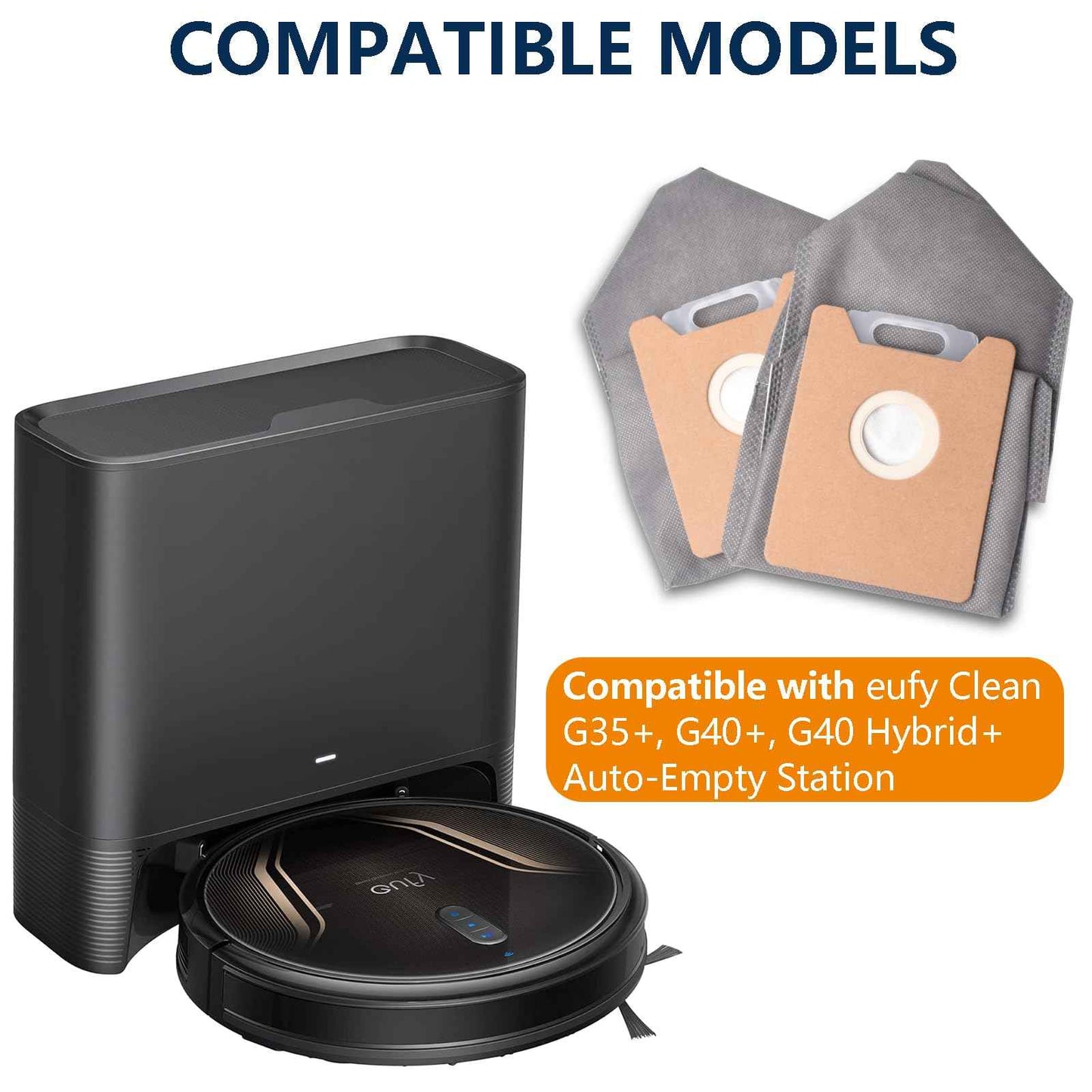 14Pcs Dust Bags Replacement for Eufy G35+, G40+, G40 Hybrid+ Auto-Empty Station,Eufy Robot Vacuum Dust Bags Kit, 2.7L Large Capacity Disposable Replacement Bags