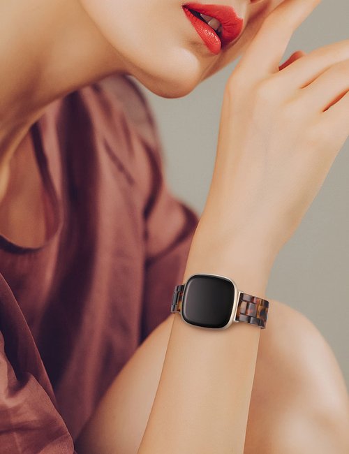 Wearlizer Resin Band Compatible with Fitbit Versa 4 Bands for Woman/Versa 3/Sense 2/Sense Bands Women Men, Cute Fashion Lightweight Wristband Strap Accessories