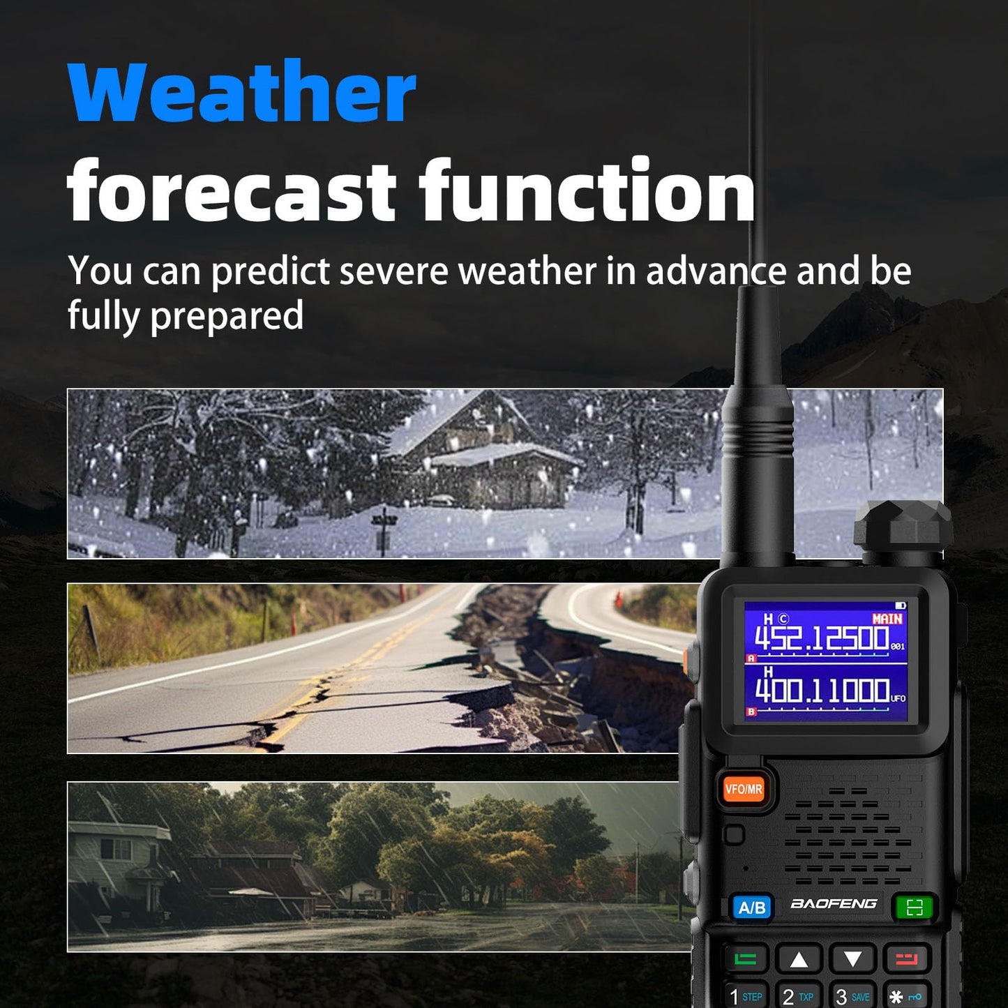 Baofeng Radio UV-5RM Ham Radio Handheld UV5R Walkie Talkies Long Range with NOAA Weather | Rechargeable |Programming Cable & Earpiece | 999 Channels for Emergency,Survival,Hunting,Camping(2 Pack)