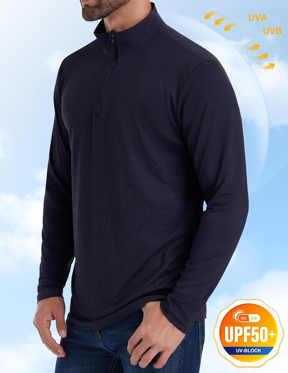OYGSieg Men's Quarter Zip Pullover - Lightweight Quick-Dry Athletic Top | 4 Pack, Casual Comfort