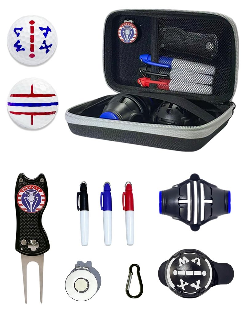 VOVOIS Golf Practical kit, Novice Golfer kit,Great Golf Accessory kit-Alignment Marking Tool,Divot Tool to Quickly get into Golf Training;Ball Marker,Multi Pattern, Fun to Increase Passion for Golf