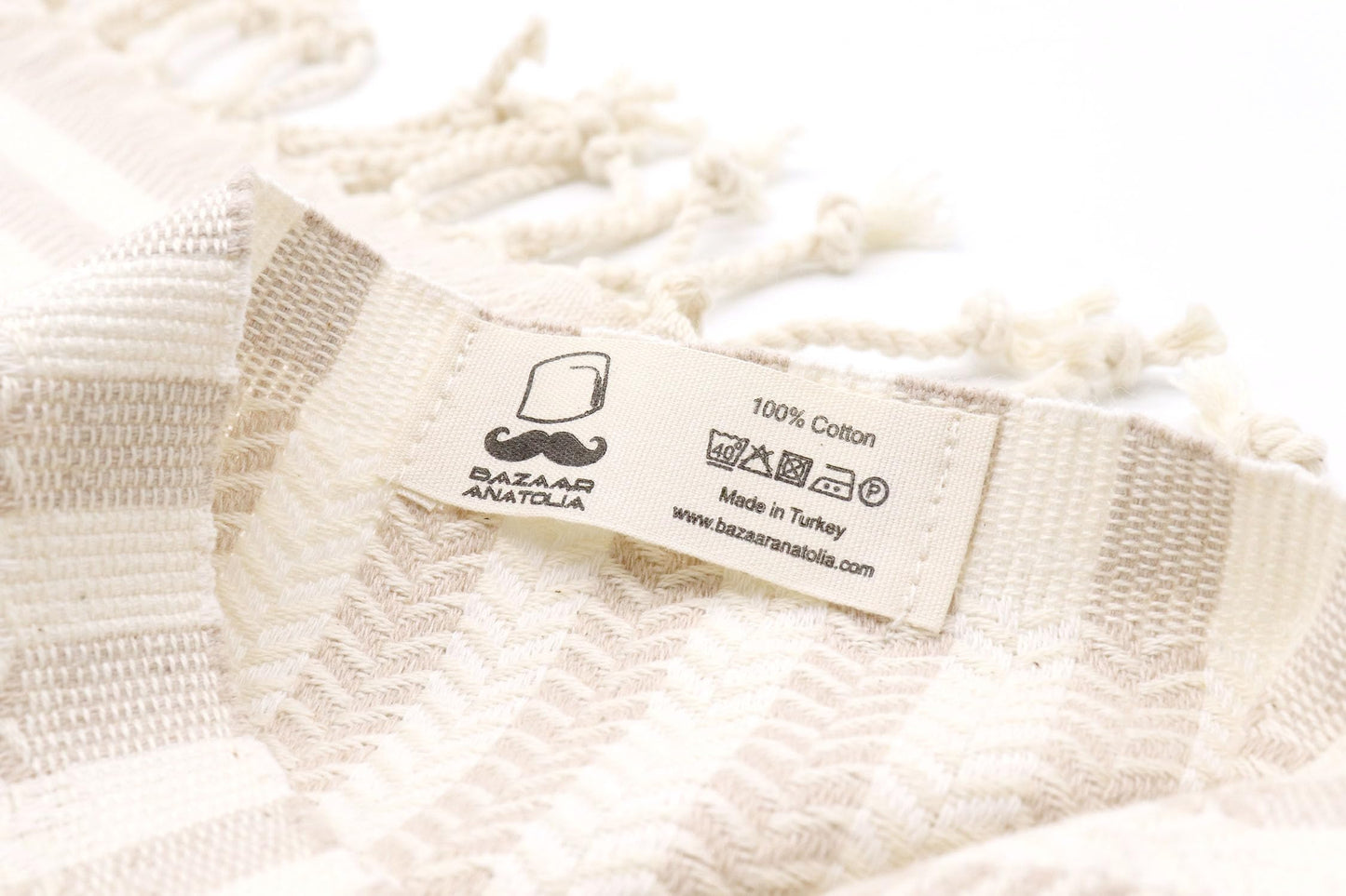 Bazaar Anatolia Turkish Bath Towel, 100% Cotton, 71x39 in, Arpa Beige