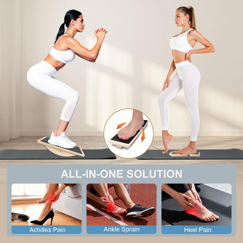 QONESSMAO Rocker Board for Physical Therapy | Professional Adult Balance Board | Anti-Slip Wood Standing Desk Balance Board for Core Strength, BAPS & Slack Board Alternative (Suitable for Men & Women)