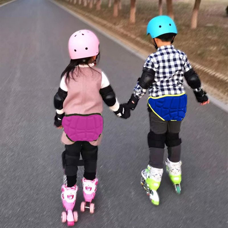 BODLYL Protective Butt Pad, Children Extreme Sports Hip Pad Butt Pads for Skating Roller Hockey Pants Kids Skate Pads Impact Shorts Snowboard Padded Shorts, Children Under 12 Years Old (Rose)