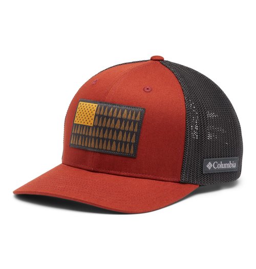 Columbia Unisex Tree Flag Mesh Ball Cap-High Crown, Warp Red/Shark, Small/Medium