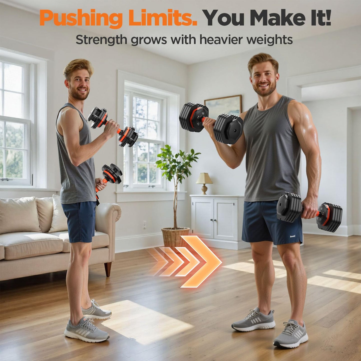 2026 FDB2 Updated Adjustable Dumbbell Set of 2, 5-in-1 Weights Dumbbell Set with Storage Box, 55lbs Adjustable Weights with Anti-slip Silicone Grip, Weight Set For Home Gym Suit both Men and Women