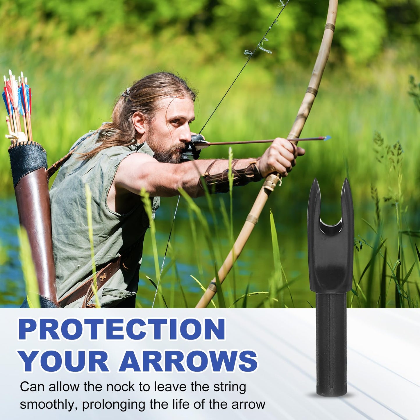 PATIKIL Archery Arrows Nocks 4.2mm, 12 Pack Plastic Insert Arrow Nock Replacement Arrow Tails for Hunting Shooting Compound Recurve Bow, Black